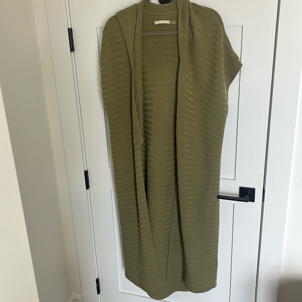 Alice + Olivia Olive Green Wool Duster Cardigan